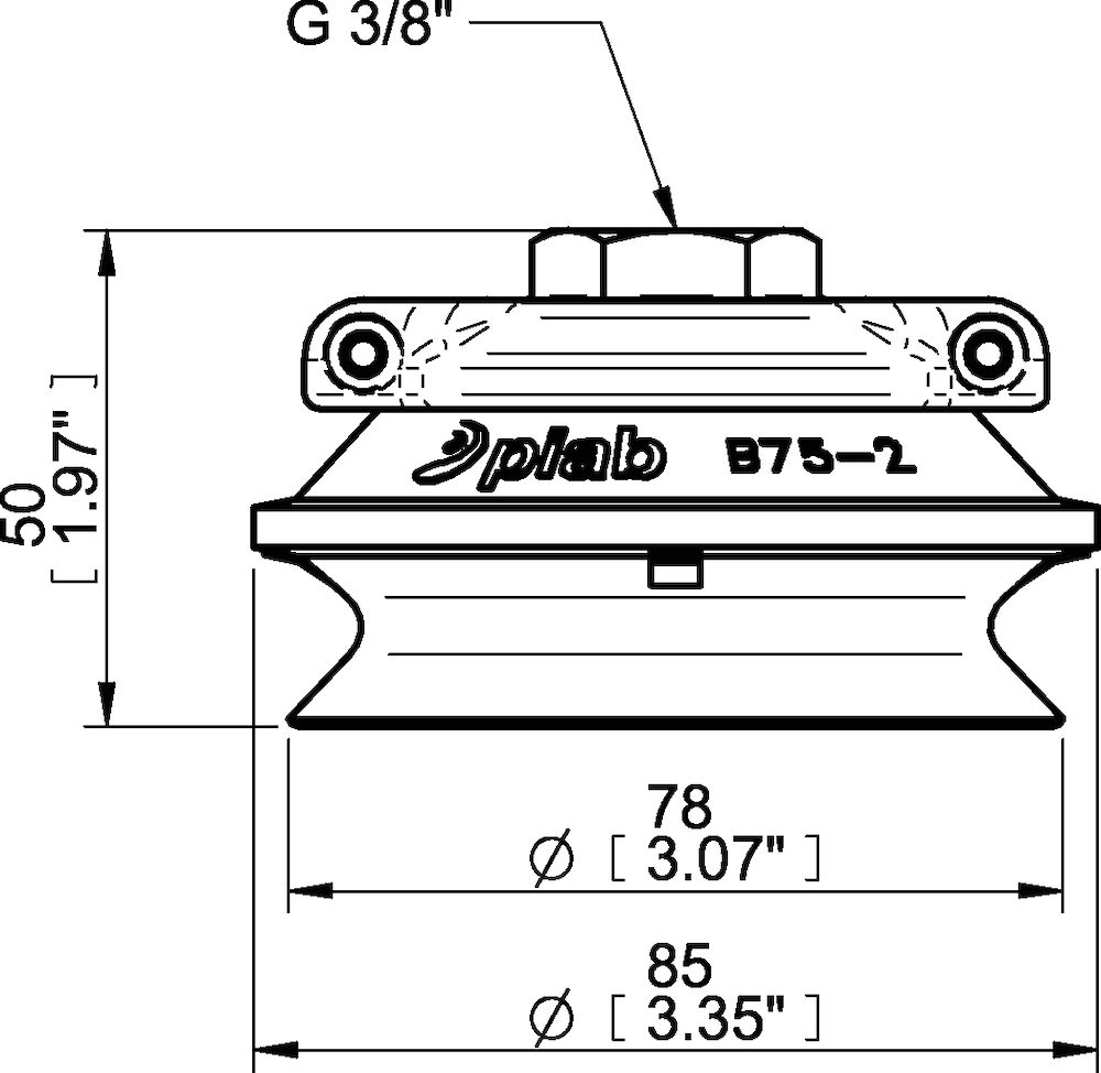 Piab Suction cup B75-2 Nitrile-PVC with filter, G3/8 female, with mesh filter