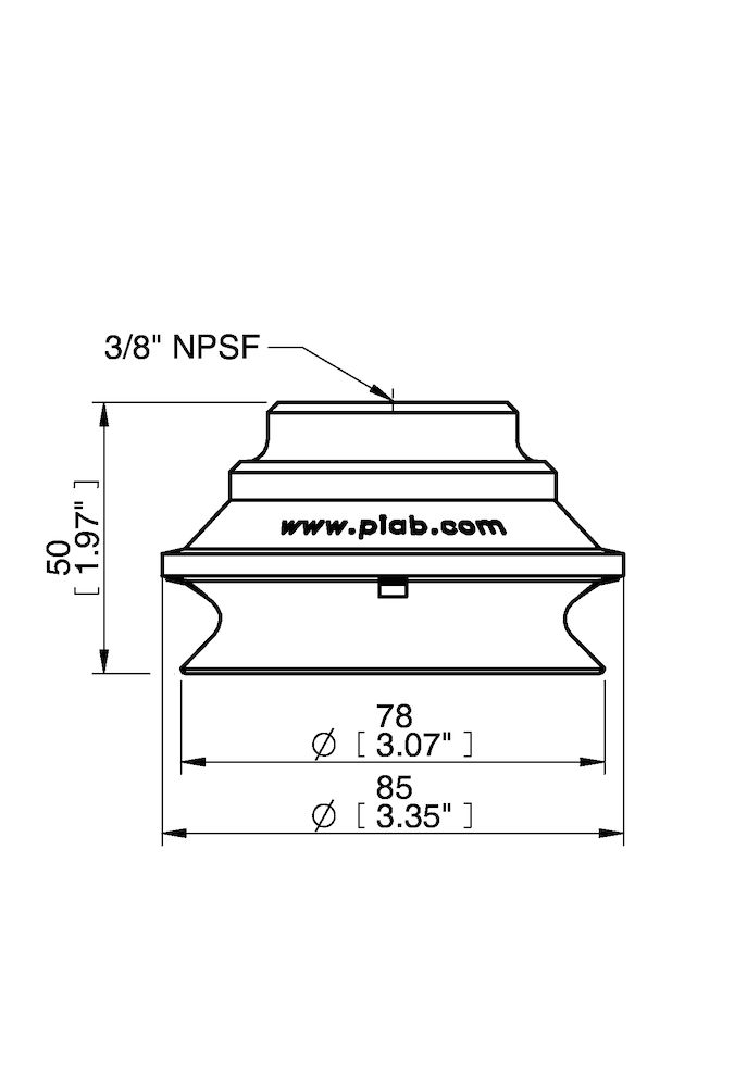 Piab Suction cup B75-2 Nitrile-PVC, 3/8 NPSF female Al, with mesh filter