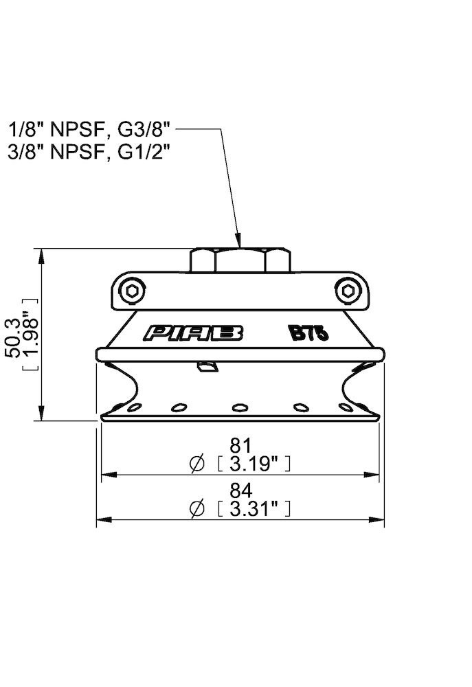 Piab Suction cup B75P Polyurethane 60, 3/8 NPSF female, with mesh filter