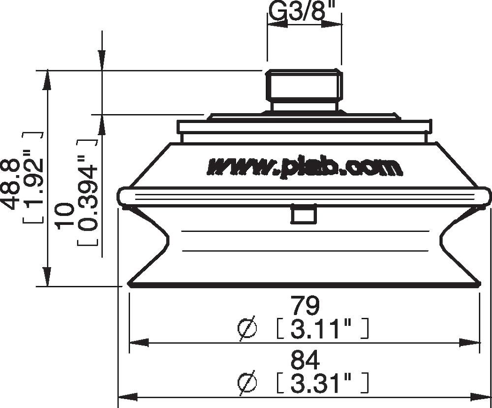 Piab Suction cup B75P Polyurethane 30/60, thread insert G3/8 male, with mesh filter for Vacuum Grip