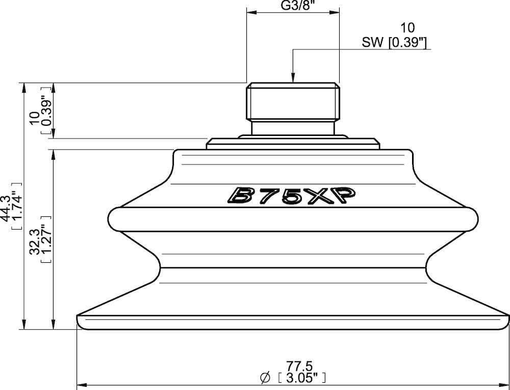 Piab Suction cup B75XP Polyurethane 60 ,thread insert G3/8 male
