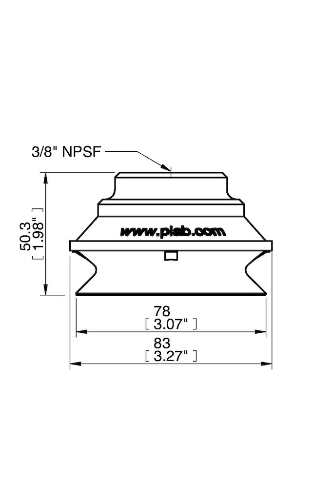 Piab Suction cup B75 Silicone, 3/8 NPSF female Al, with mesh filter
