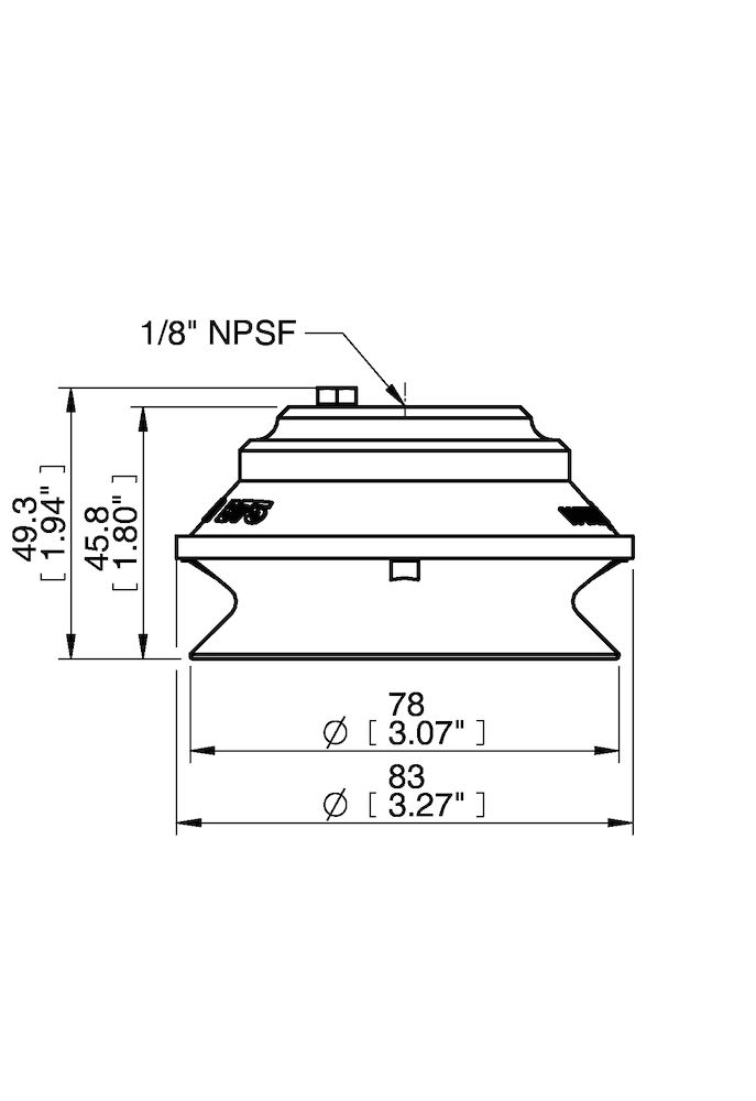 Piab Suction cup B75 HNBR, 1/8 NPSF female Al, with mesh filter