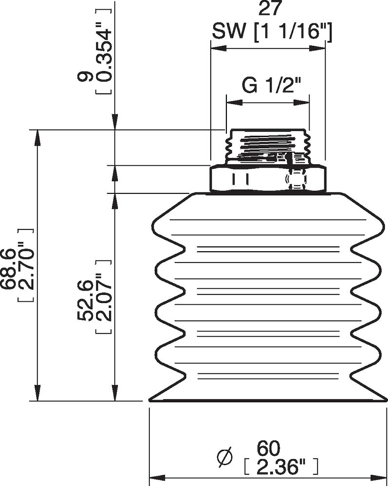 Piab BBL60-2.DS40.G12MDC.00 Suction cups and soft grippers