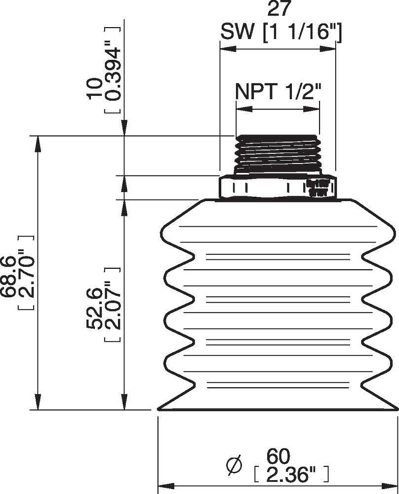 Piab BBL60-2.DS40.NT12MSS.00 Suction cups and soft grippers