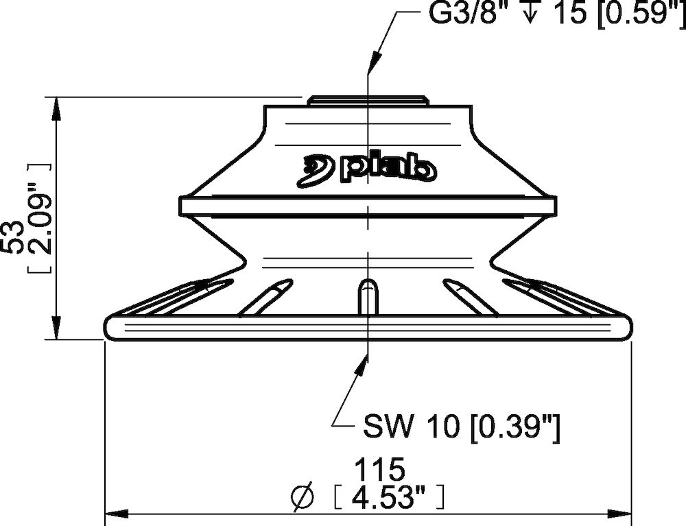 Piab Suction cup BFF110P Polyurethane 55/60 G3/8 female plastic thread