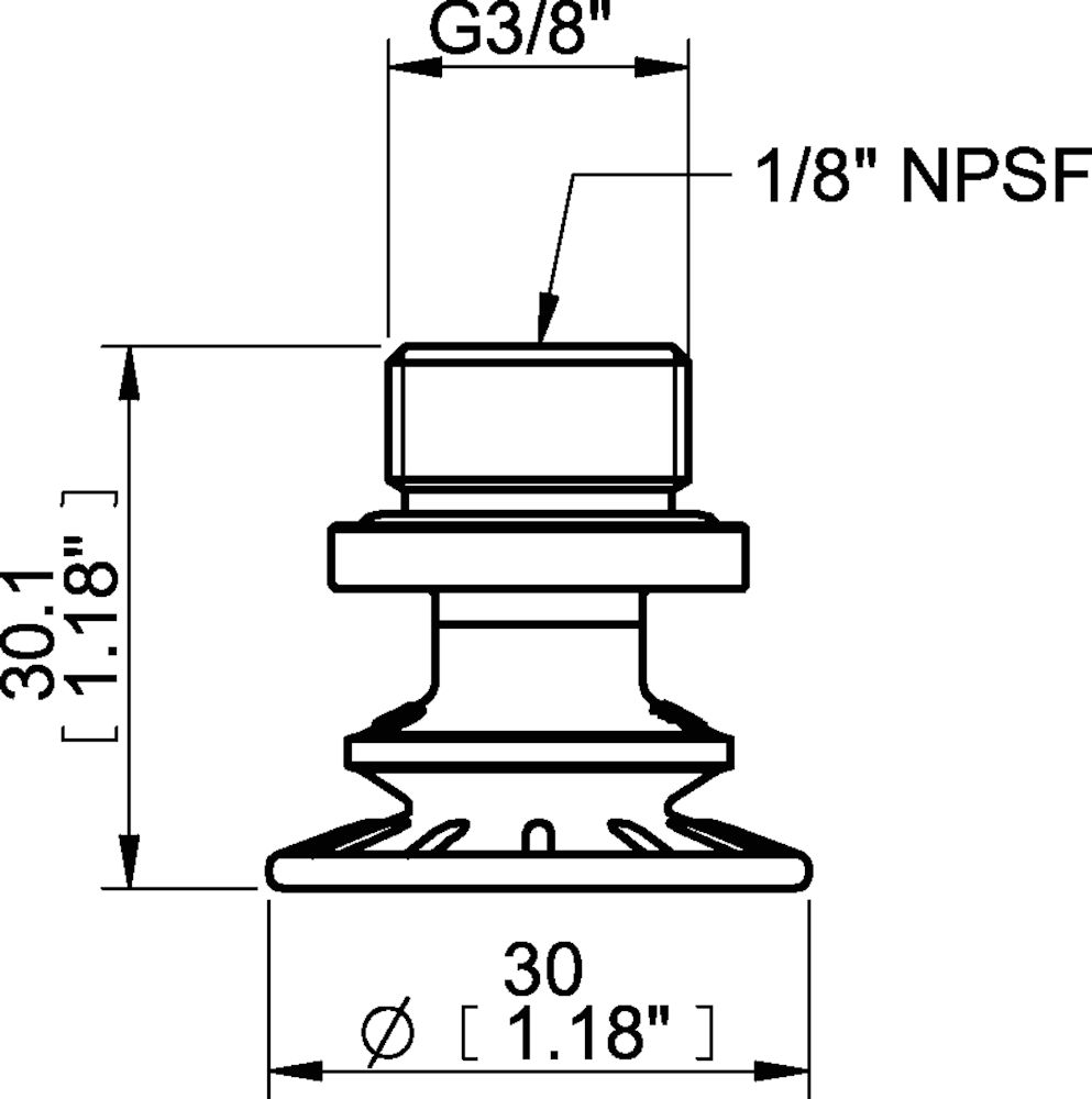 Piab Suction cup BFF30P Polyurethane 55/60, G3/8 male, 1/8 NPSF female