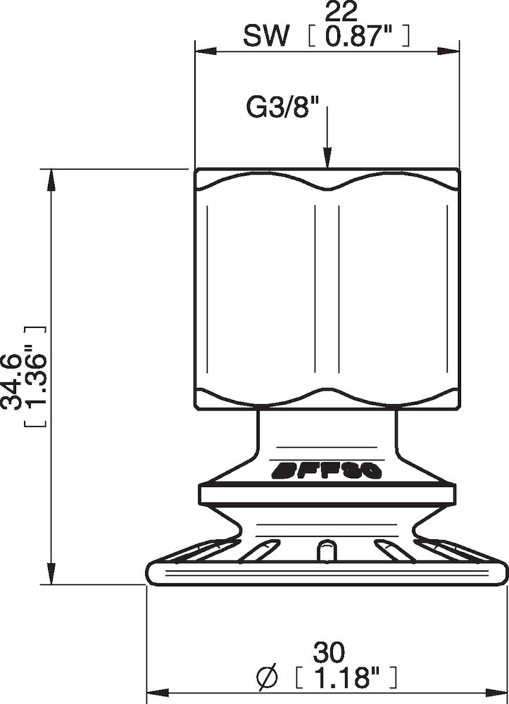 Piab Suction cup BFF30P Polyurethane 55/60, G3/8 female plastic