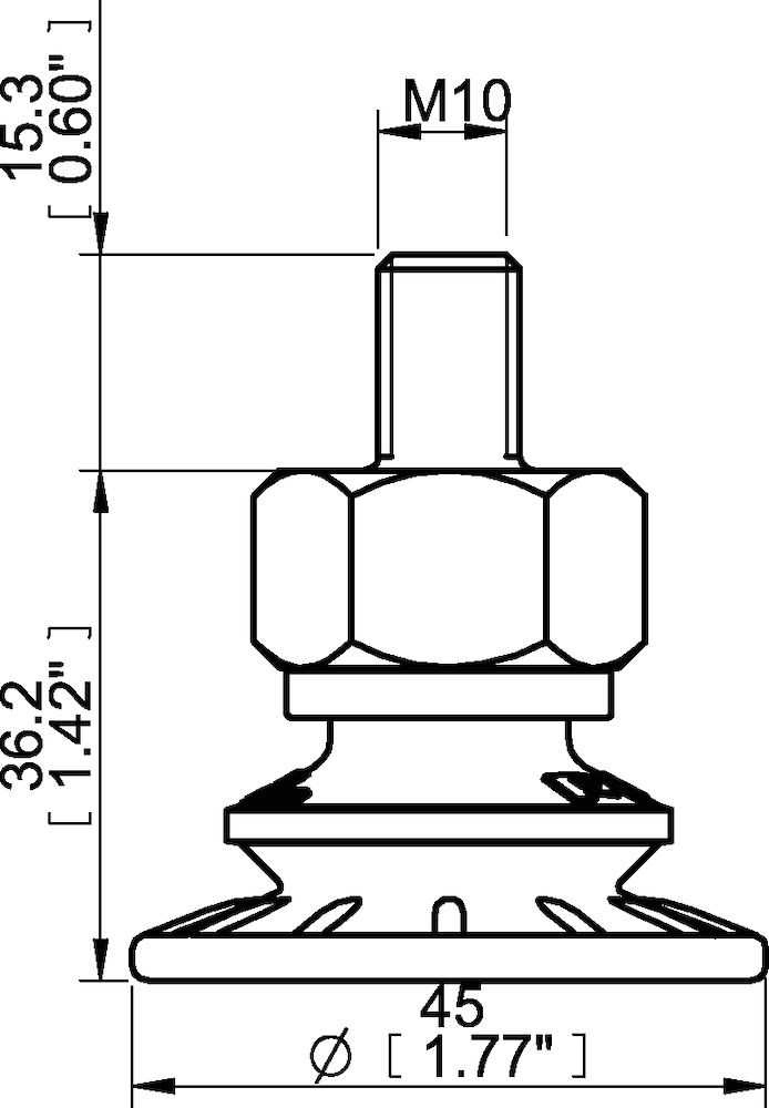 Piab Suction cup BFF40P Polyurethane 55/60, M10x1.5 male
