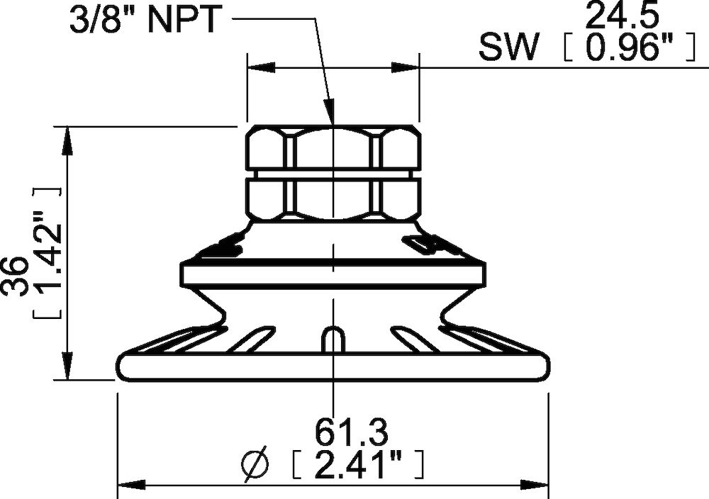 Piab Suction cup BFF60P Polyurethane 55/60, 3/8 NPT female