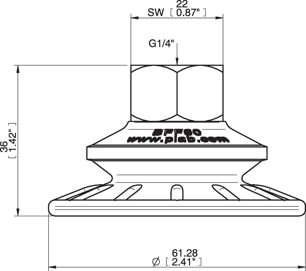 Piab Suction cup BFF60P Polyurethane 55/60, G1/4 female