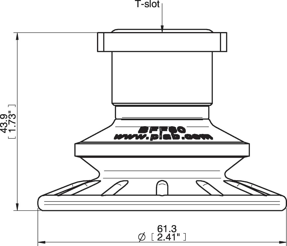 Piab Suction cup BFF60P Polyurethane 55/60, T-slot, with mesh filter