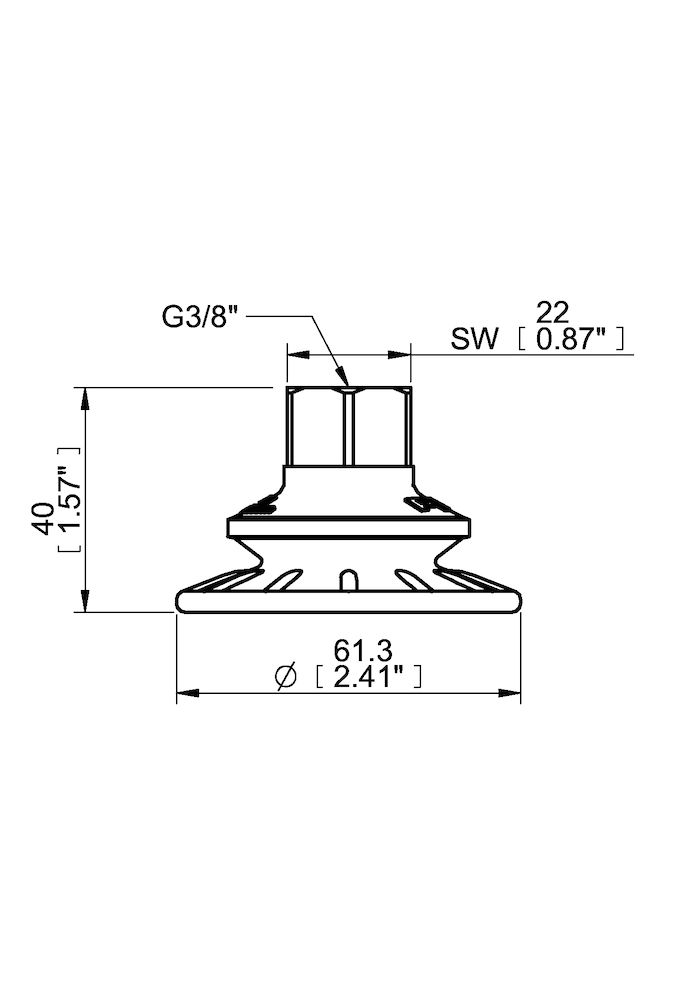 Piab Suction cup BFF60P Polyurethane 55/60, G3/8 female, plastic thread