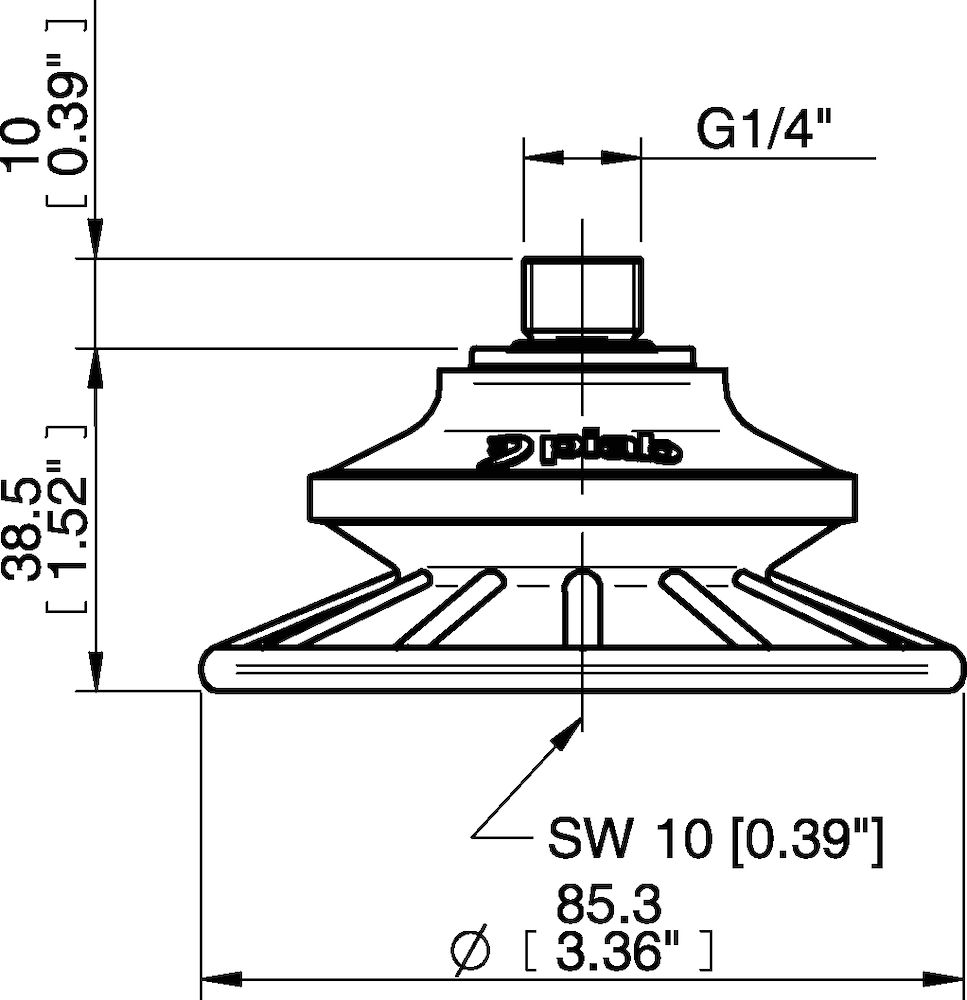 Piab Suction cup BFF80P Polyurethane 55/60 G1/4 male with mesh filter