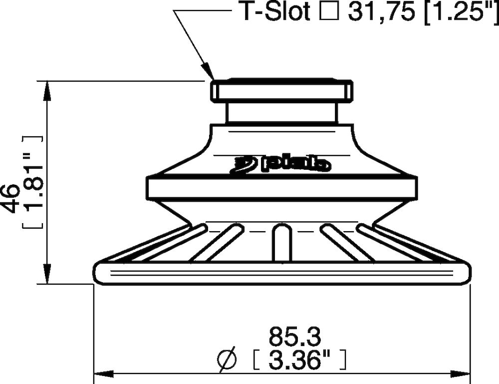 Piab Suction cup BFF80P Polyurethane 55/60 T-slot with mesh filter