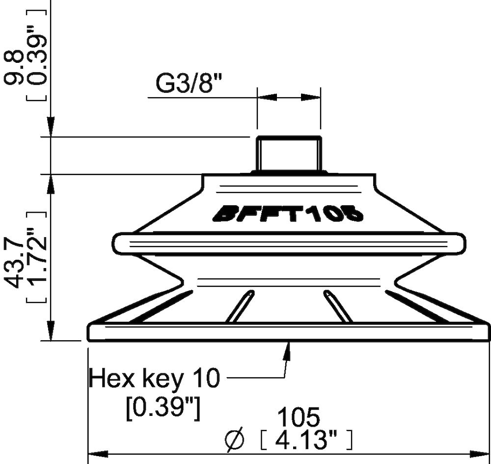 Piab Suction cup BFFT105P Polyurethane 60/60/30, G3/8 male