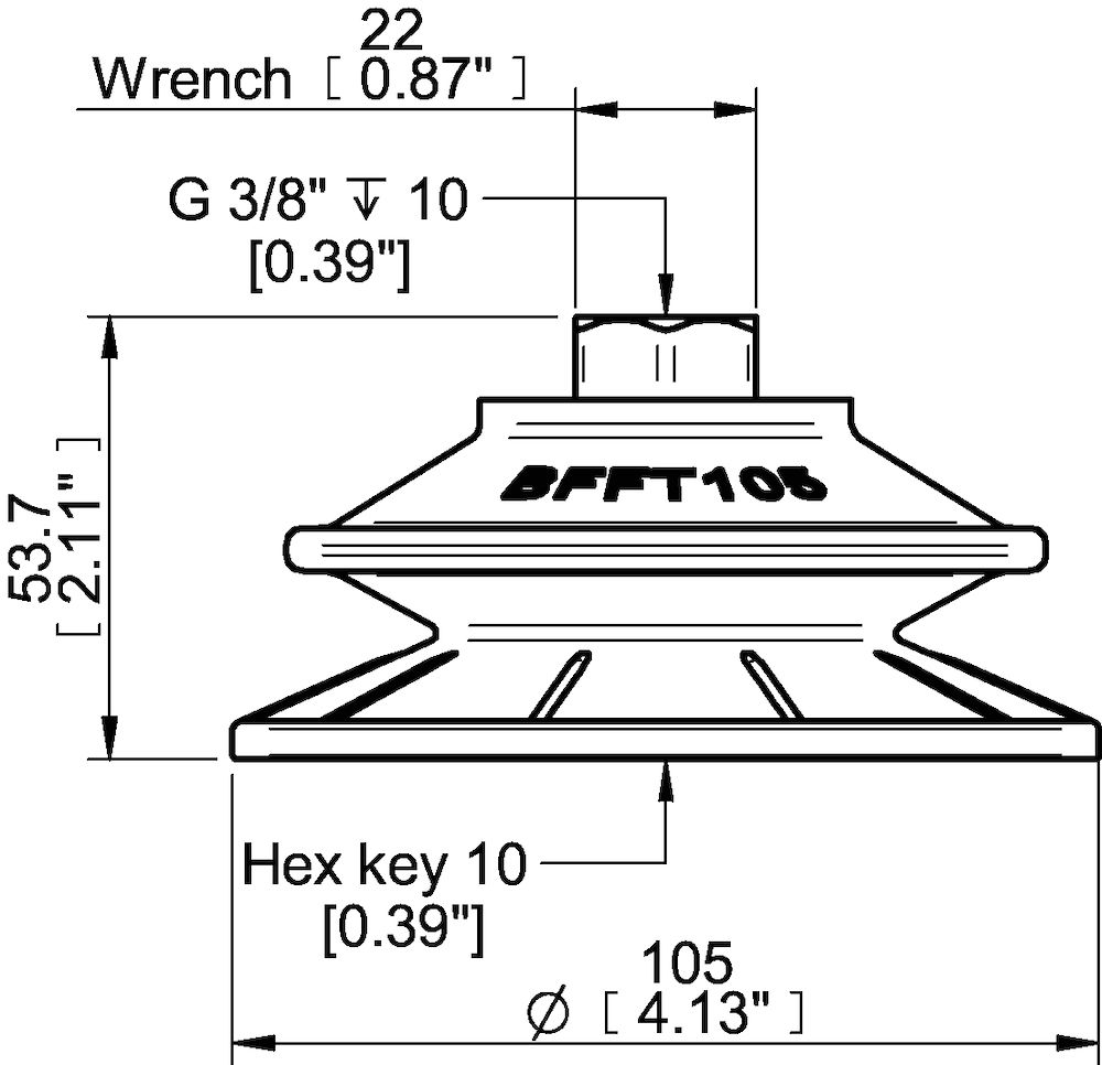 Piab Suction cup BFFT105P Polyurethane 60/60/30, G3/8 female with mesh filter