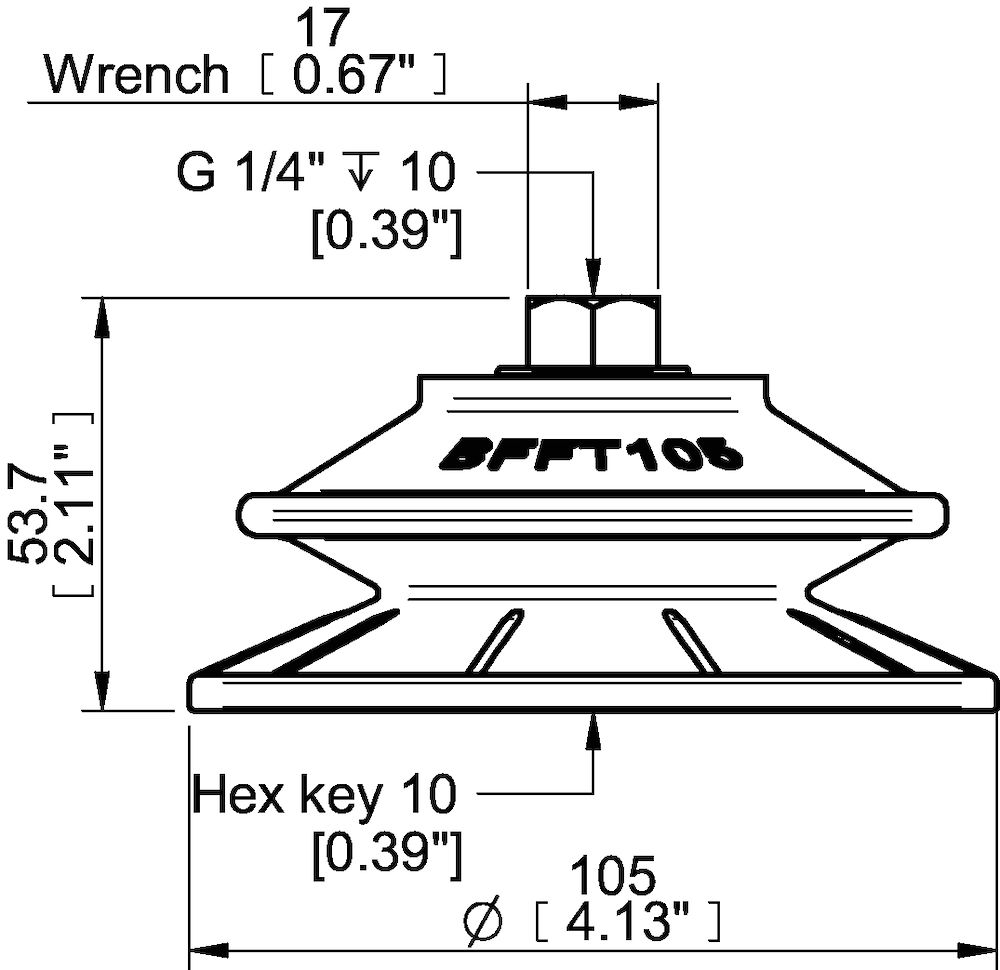 Piab Suction cup BFFT105P Polyurethane 60/60/30, G1/4 female with mesh filter