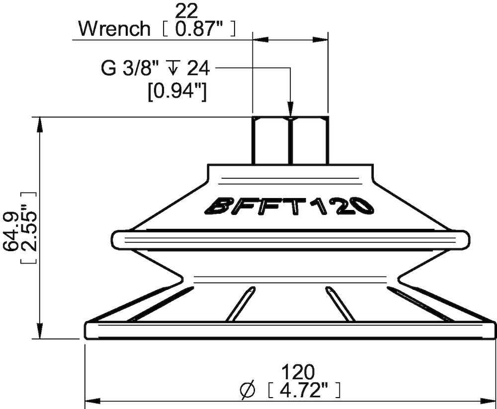 Piab Suction cup BFFT120P Polyurethane 60/60/30, G3/8 female plastic