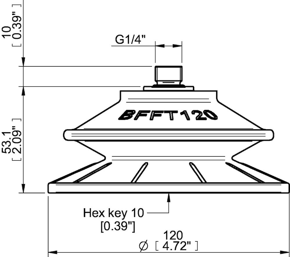 Piab Suction cup BFFT120P Polyurethane 60/60/30, G1/4 male with mesh filter