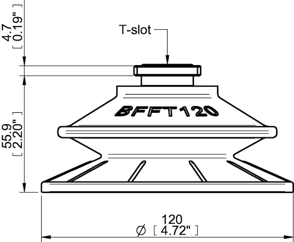 Piab Suction cup BFFT120P Polyurethane 60/60/30, T-slot with mesh filter