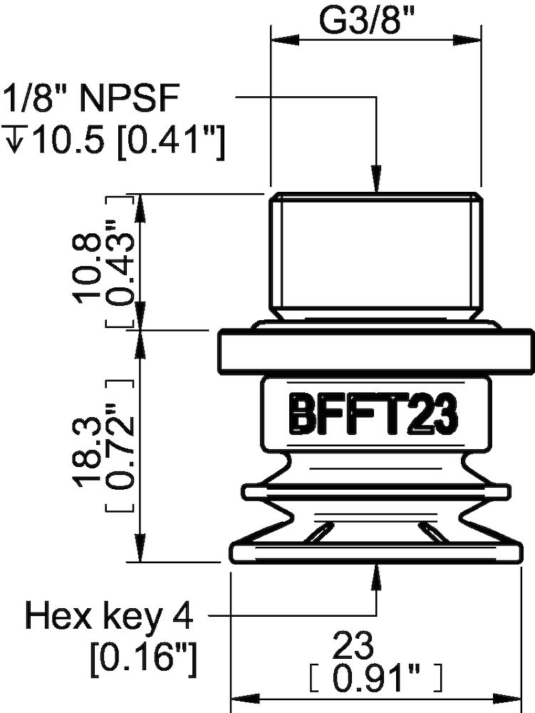 Piab Suction cup BFFT23P Polyurethane 60/60/30, G3/8 male - 1/8 NPSF female