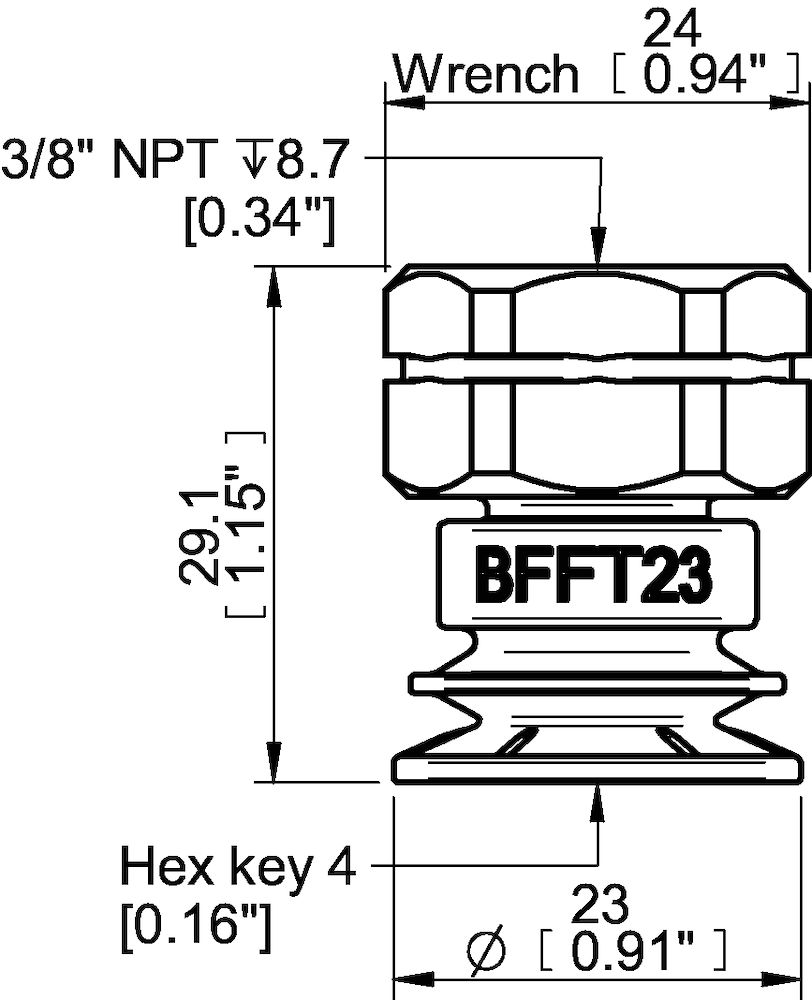 Piab Suction cup BFFT23P Polyurethane 60/60/30, 3/8 NPT female