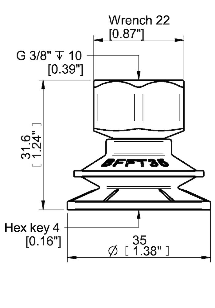 Piab Suction cup BFFT35P Polyurethane 60/60/30, G3/8 female