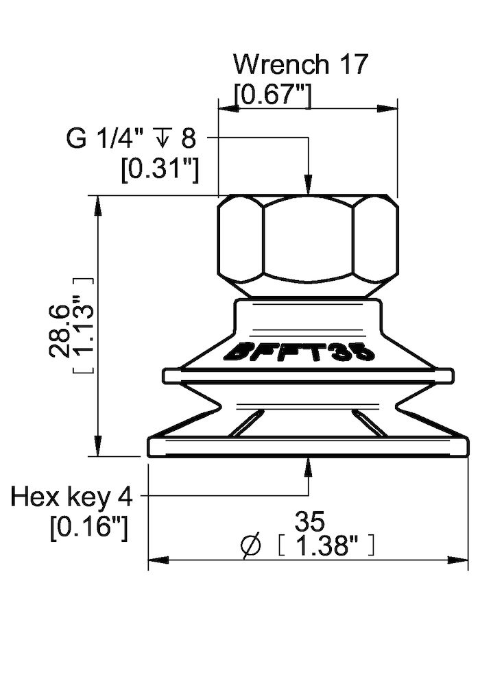 Piab Suction cup BFFT35P Polyurethane 60/60/30, G1/4 female