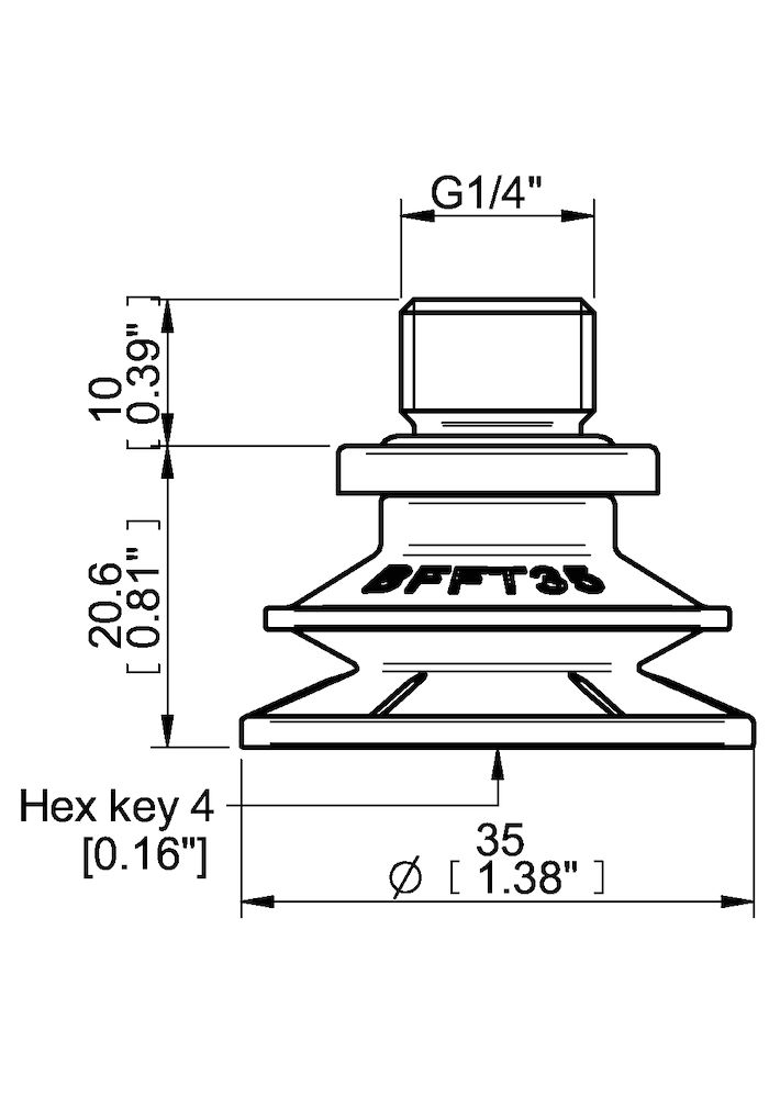 Piab Suction cup BFFT35P Polyurethane 60/60/30, G1/4 male