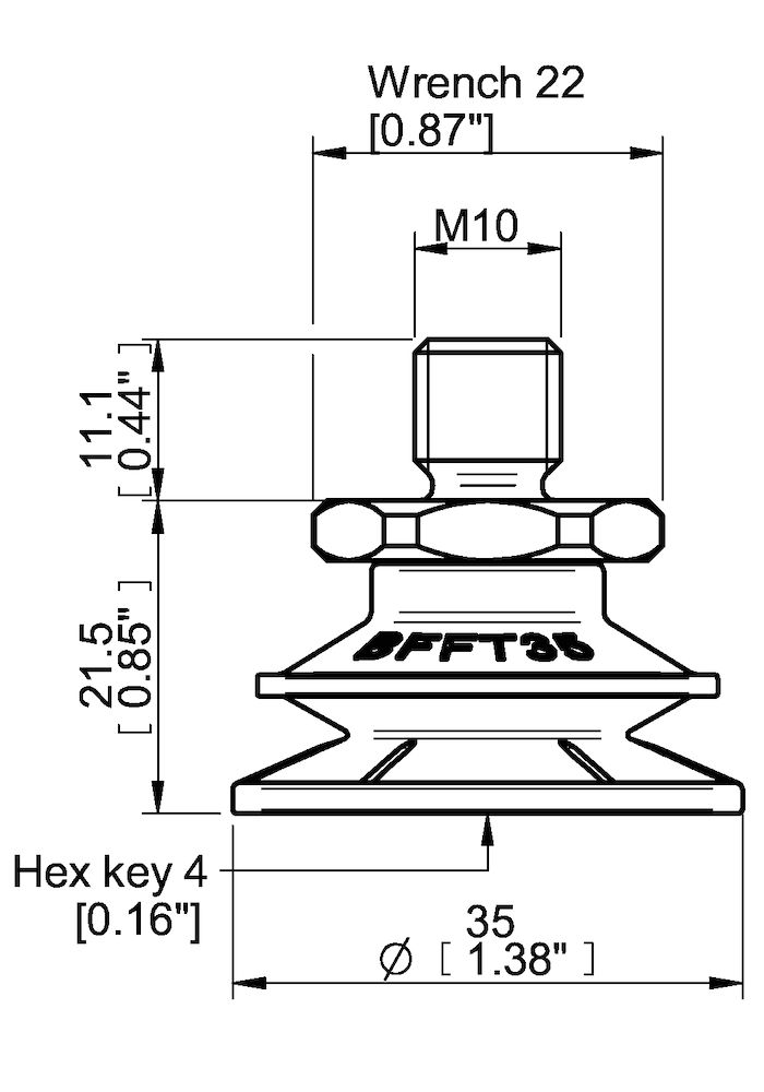 Piab Suction cup BFFT35P Polyurethane 60/60/30, M10x1,5 male