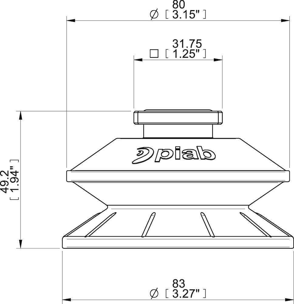 Piab Suction cup BFFT80P-2 Polyurethane 60/60/30, T-slot, with mesh filter
