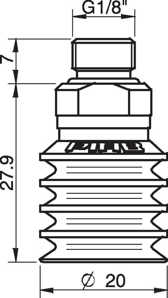 Piab Suction cup BL20-2 Silicone, G1/8 male, with mesh filter