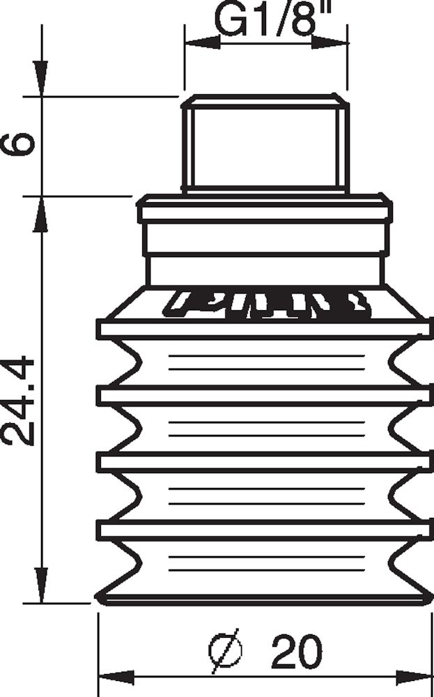 Piab Suction cup BL20-2 Silicone, G1/8 male/M5 female, with mesh filter