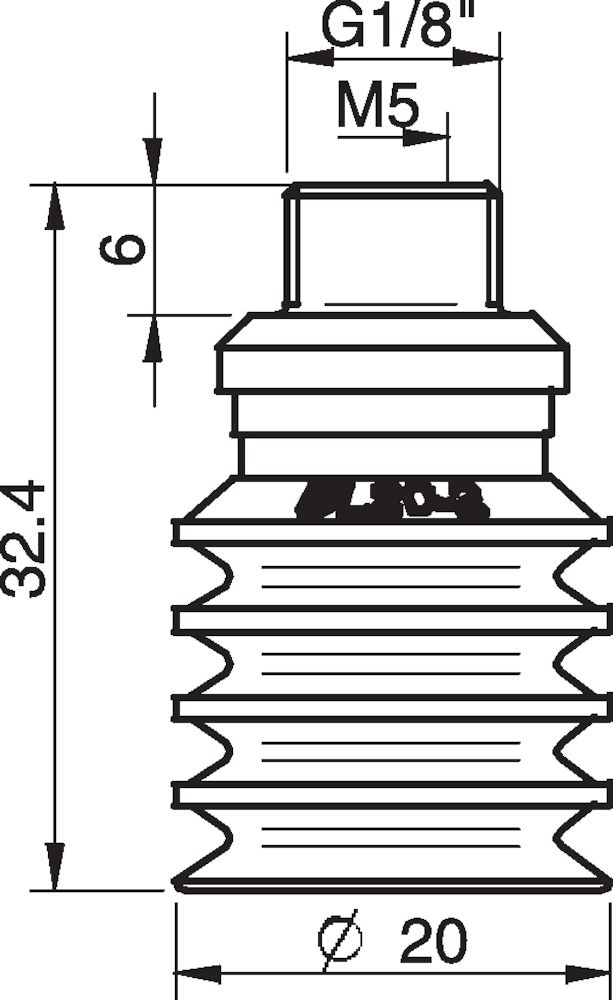 Piab Suction cup BL20-2 Silicone, G1/8 male/M5 female, PA