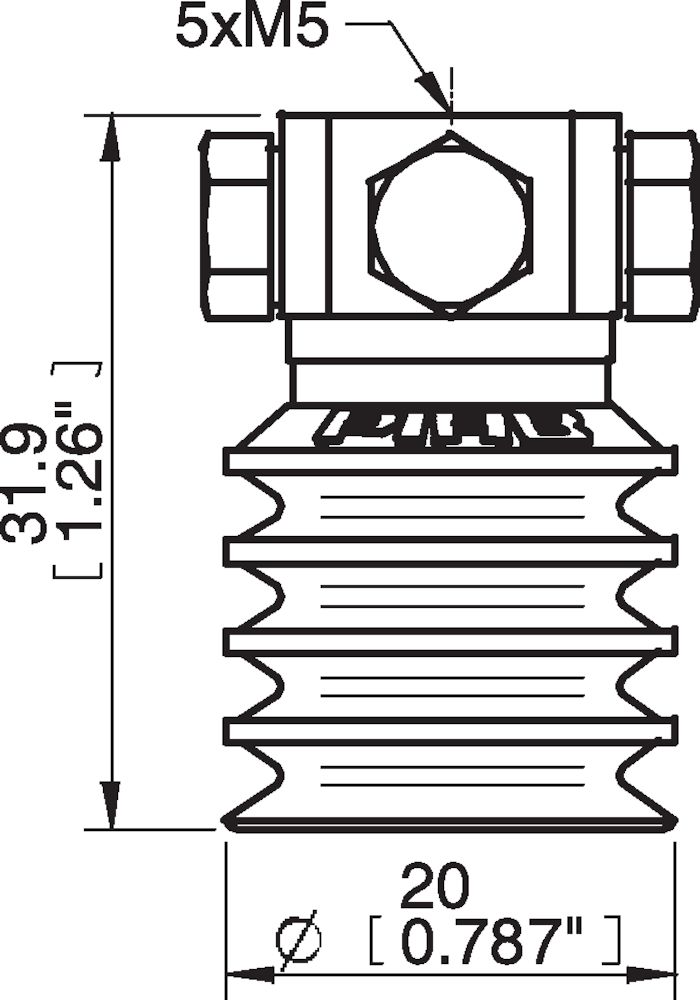 Piab Suction cup BL20-2 HNBR, 5xM5 female
