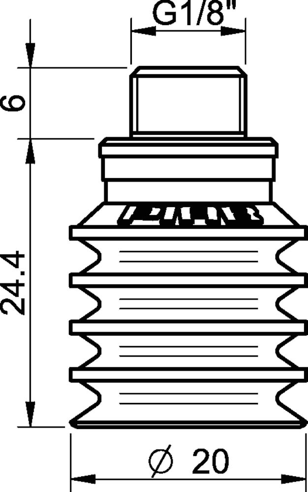 Piab Suction cup BL20-2 HNBR, G1/8 male/M5 female, with mesh filter