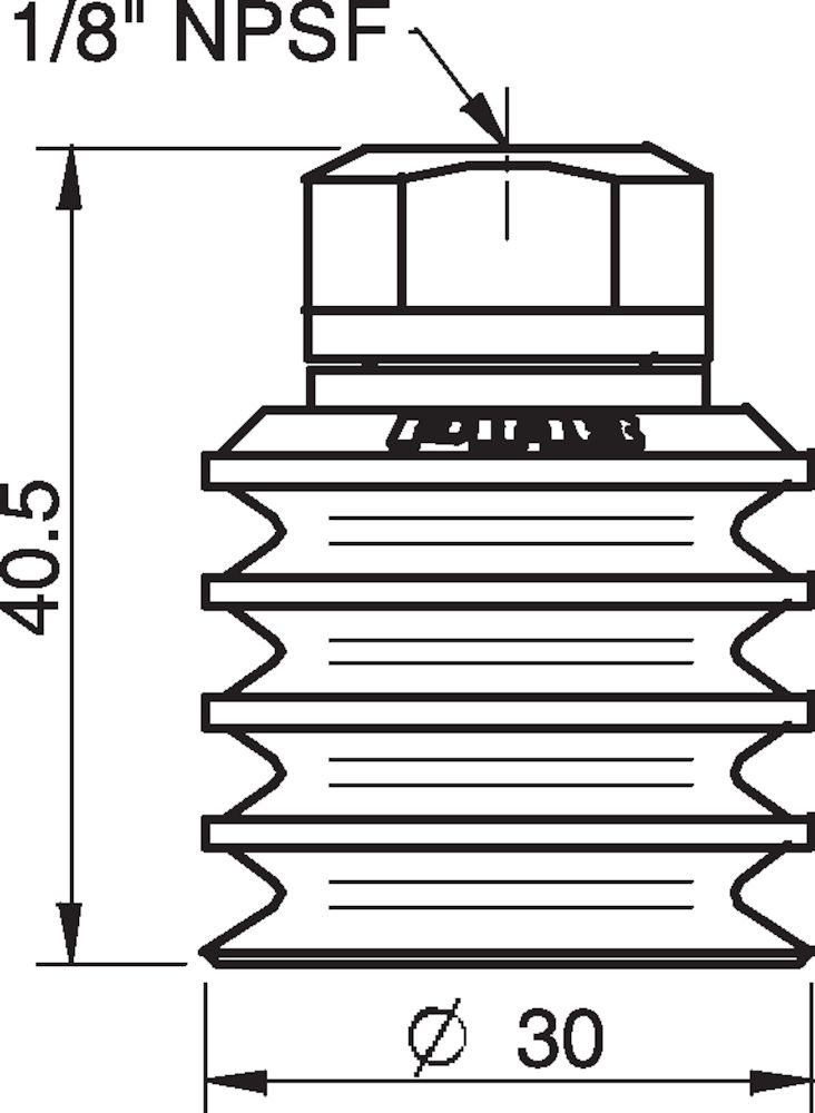Piab Suction cup BL30-2 Chloroprene, 1/8 NPSF female, with dual flow control valve