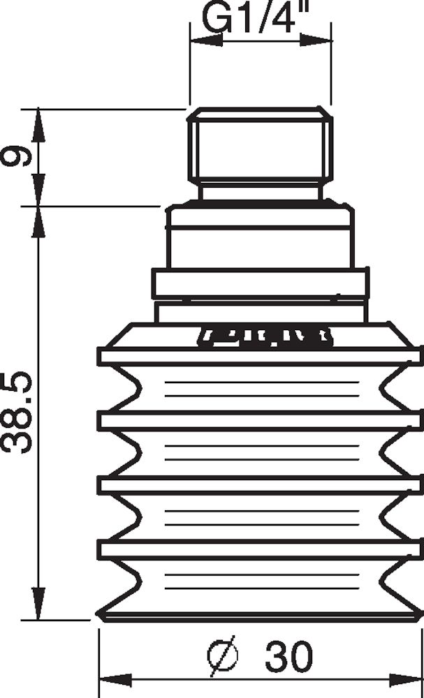 Piab Suction cup BL30-2 Silicone, 1/4 NPT male, with mesh filter