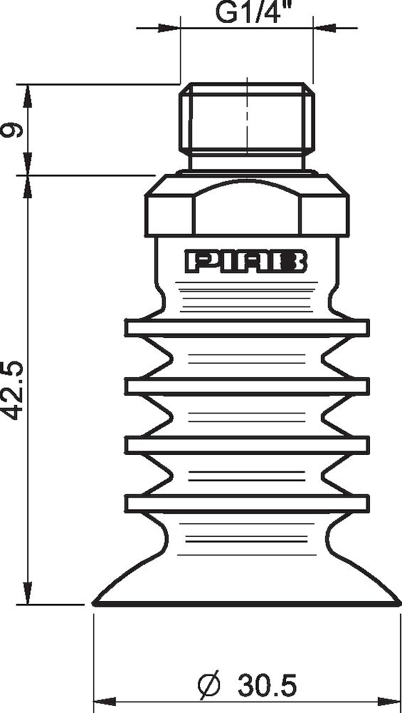 Piab Suction cup BL30-4 Silicone, G1/4 male