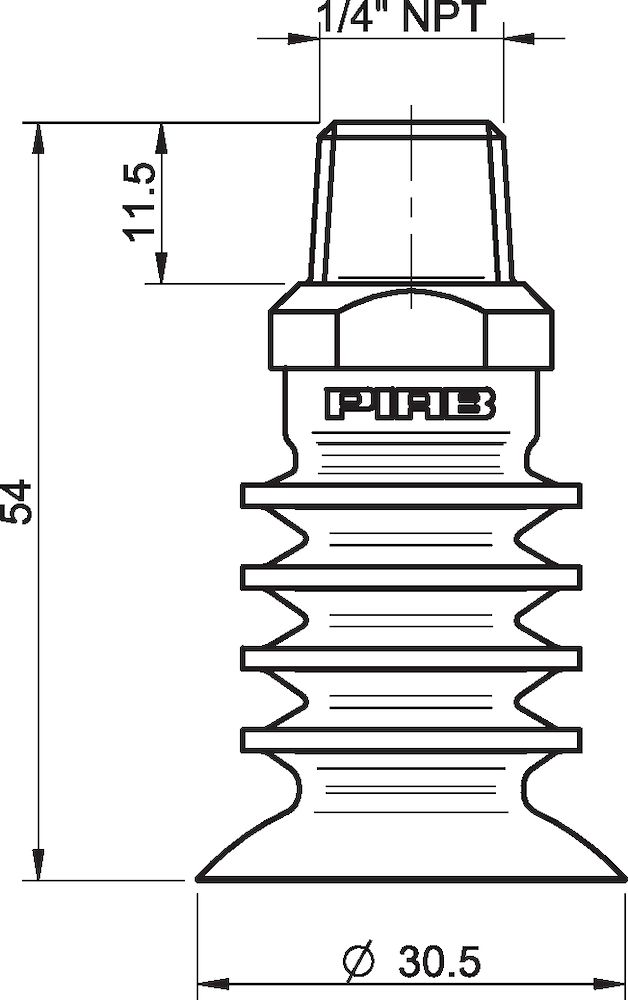 Piab Suction cup BL30-4 Silicone FCM, 1/4 NPT male