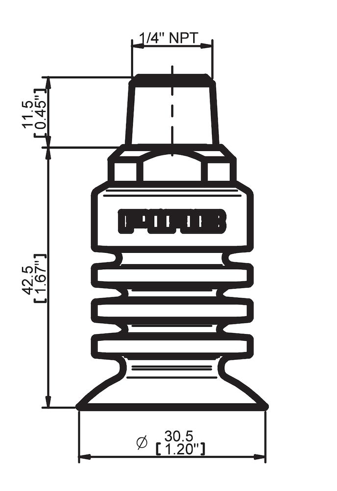 Piab Suction cup BL30-5 Silicone, 1/4 NPT male