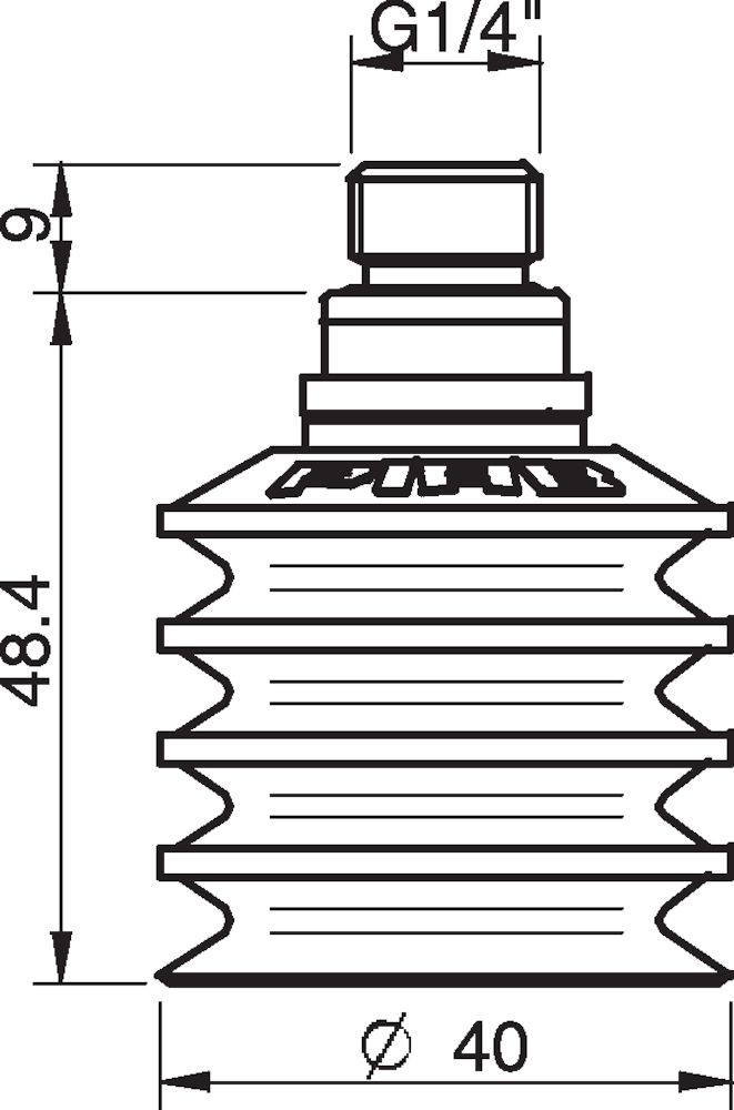 Piab Suction cup BL40-2 Chloroprene, 1/4 NPT male, with mesh filter