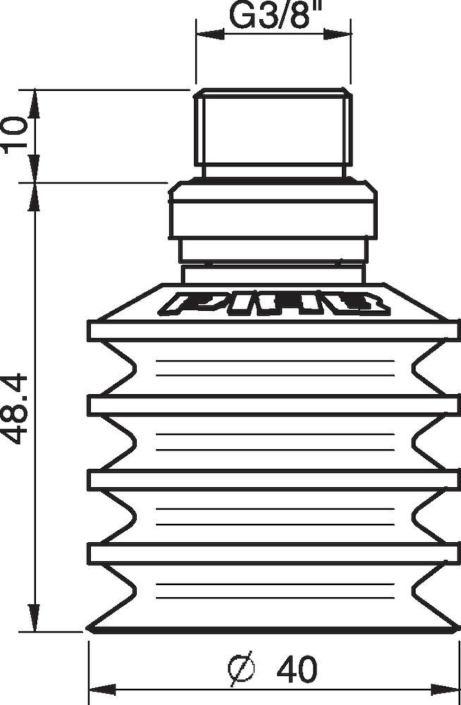 Piab Suction cup BL40-2 Chloroprene, 3/8 NPT male, with mesh filter