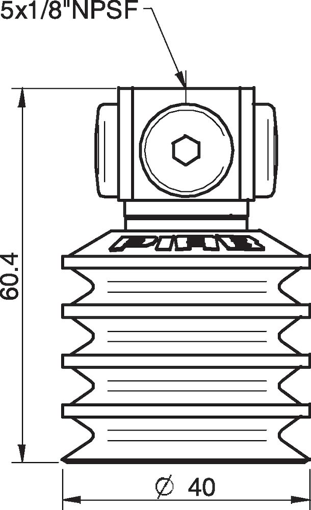 Piab Suction cup BL40-2 Chloroprene, 5x1/8 NPSF female