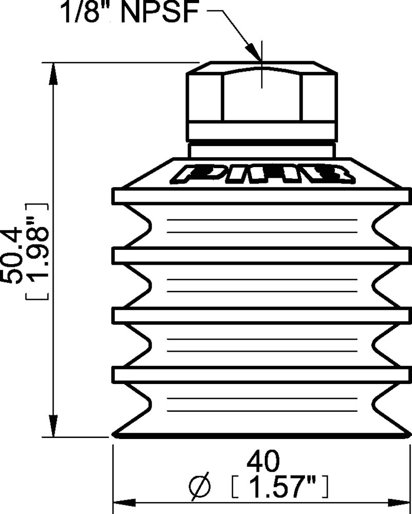 Piab Suction cup BL40-2 Silicone, 1/8 NPSF female, with mesh filter