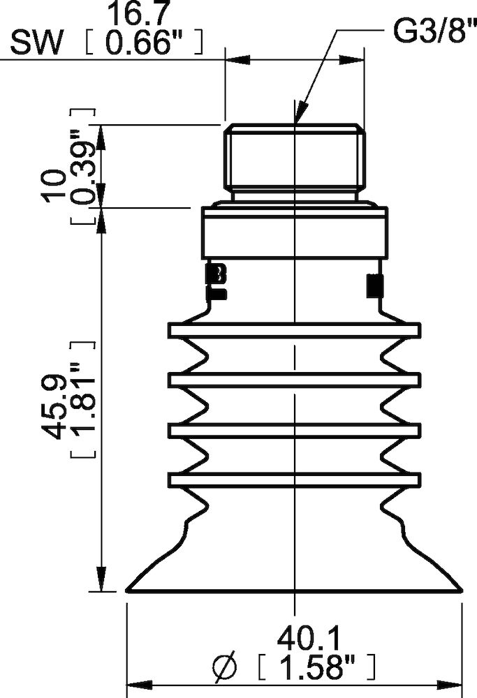 Piab Suction cup BL40-4 Silicone FCM, G3/8 male