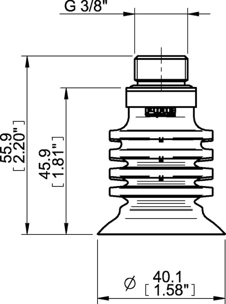 Piab Suction cup BL40-5 Silicone, G3/8 male