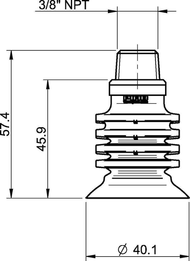 Piab Suction cup BL40-5 Silicone, 3/8 NPT male