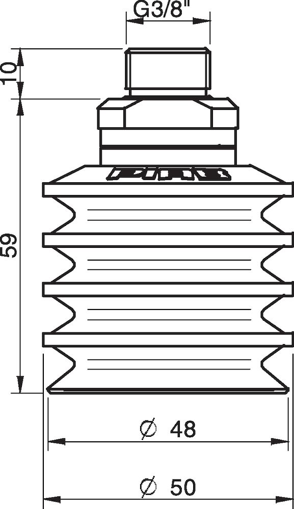 Piab Suction cup BL50-2 Chloroprene, G3/8 male, with mesh filter